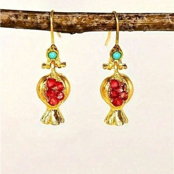 Pomegranate drop earrings A1337 - Picture 1 of 3